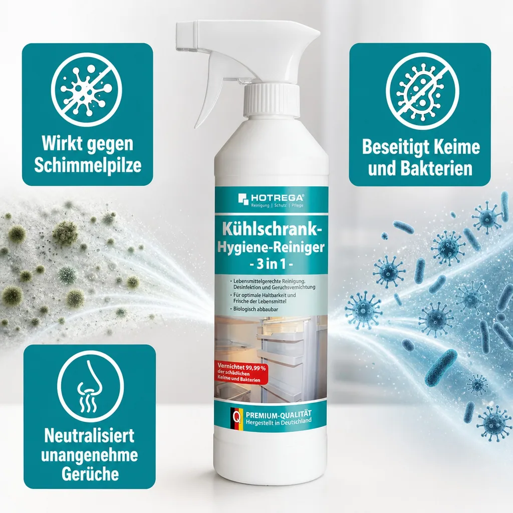HOTREGA Kühlschrank Hygiene Reiniger 3 in 1 - 500 ml Sprühflasche