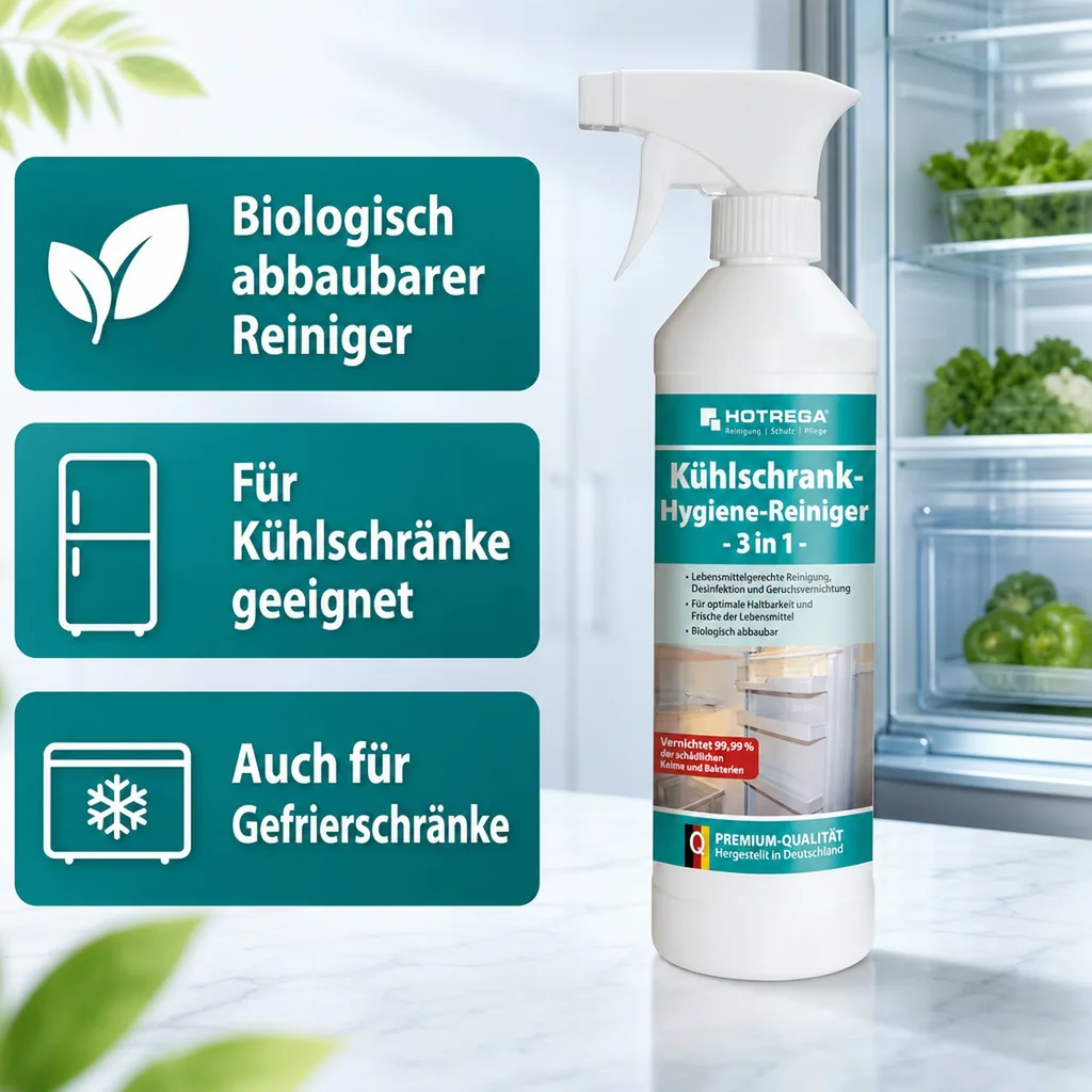 HOTREGA Kühlschrank Hygiene Reiniger 3 in 1 - 500 ml Sprühflasche