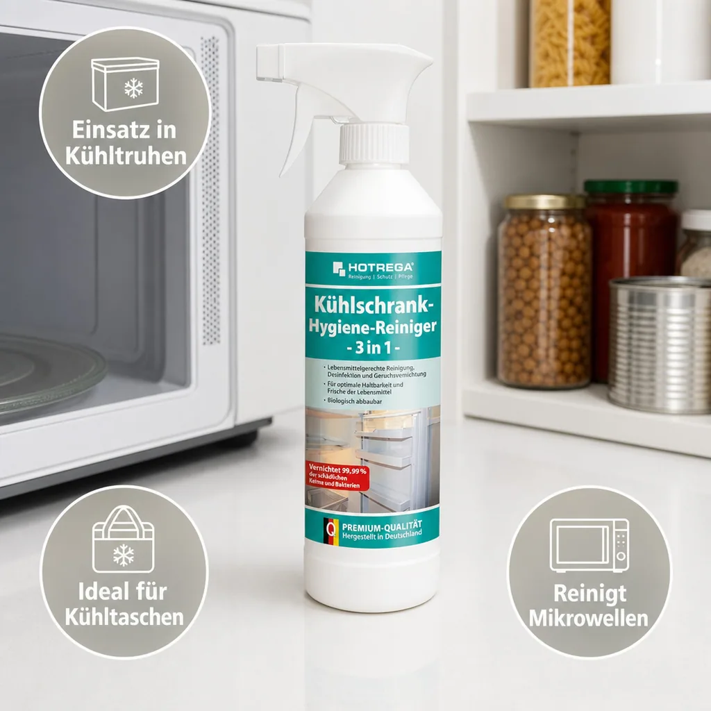HOTREGA Kühlschrank Hygiene Reiniger 3 in 1 - 500 ml Sprühflasche