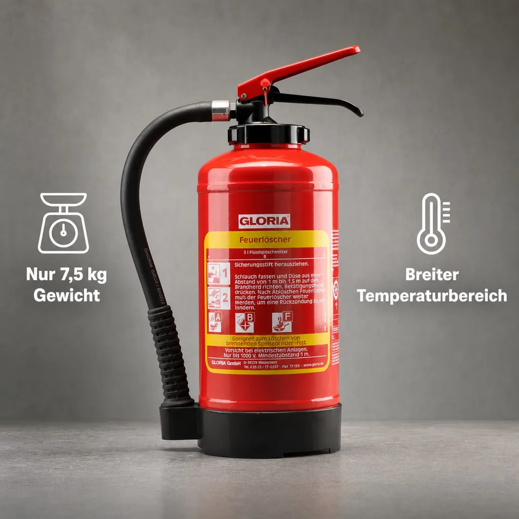 Feuerlöscher, Fettbrandlöscher- FB3EASY mit Wandhalter, Der kompakte und effektive Feuerlöscher für Fettbrände