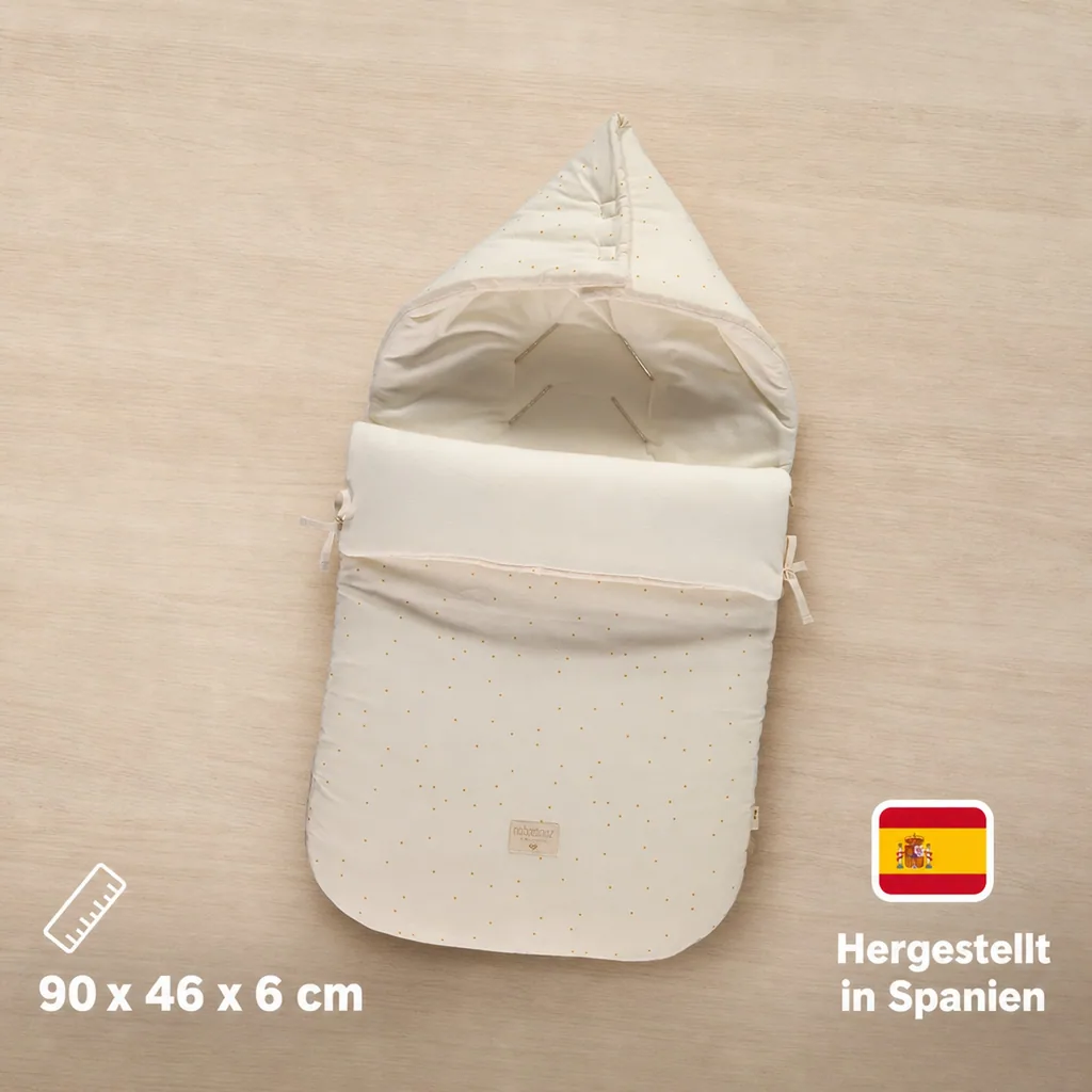 Nobodinoz Kinderwagen Fußsack Punkte Honig