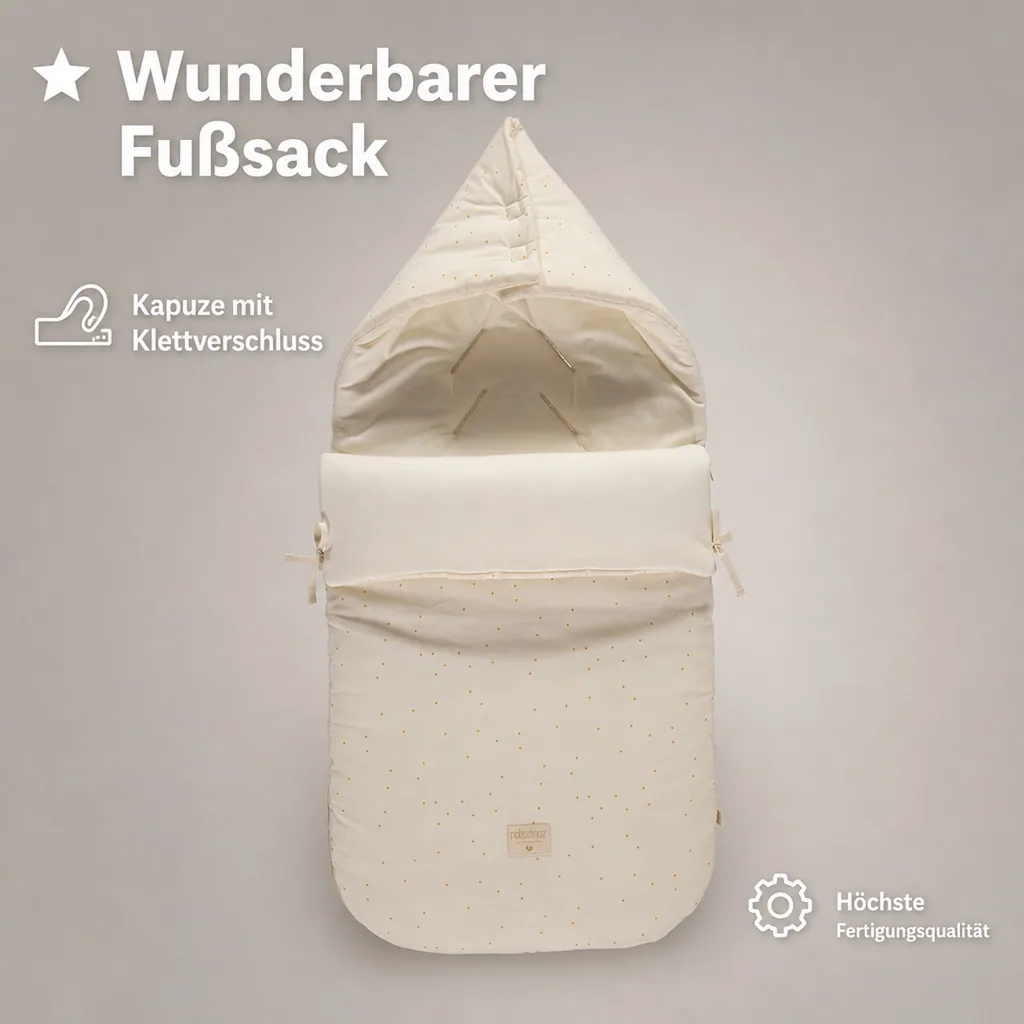 Nobodinoz Kinderwagen Fußsack Punkte Honig