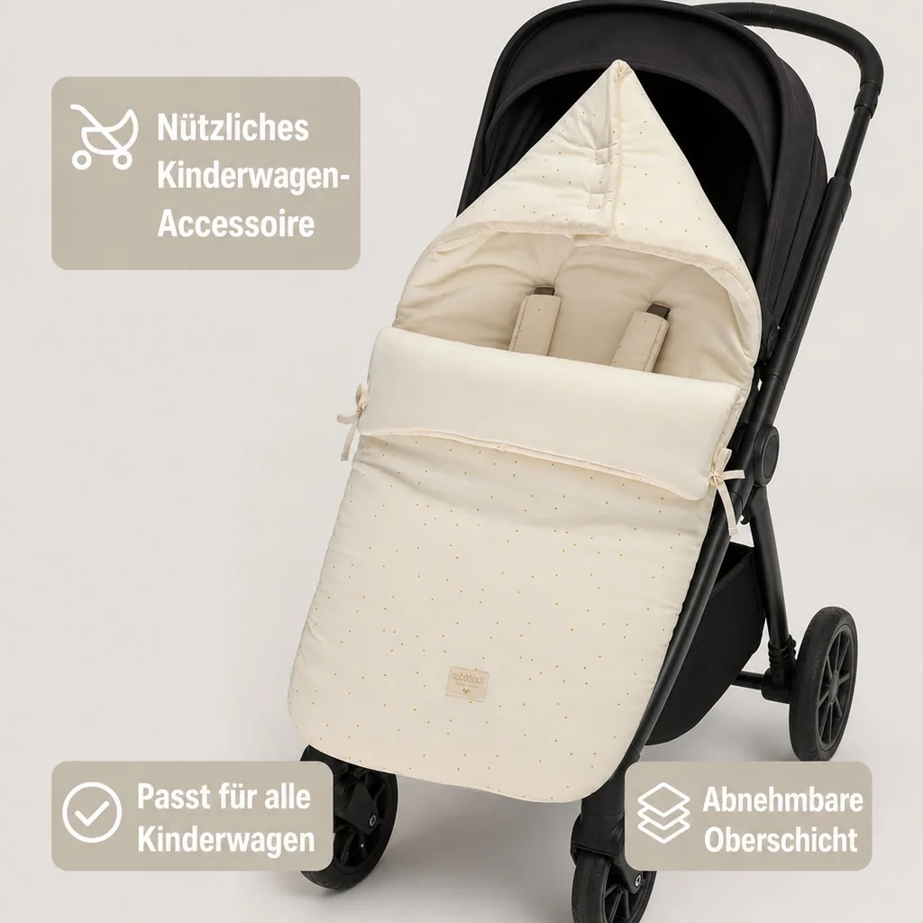 Nobodinoz Kinderwagen Fußsack Punkte Honig