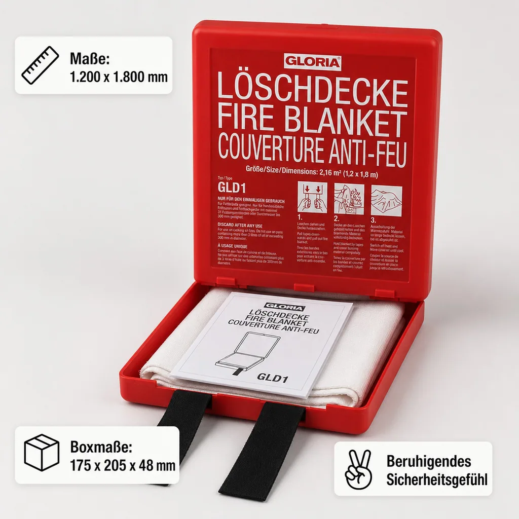 Löschdecke - GLD1, Silikonbeschichtete Glasfaserdecke für Küche & Haushalt