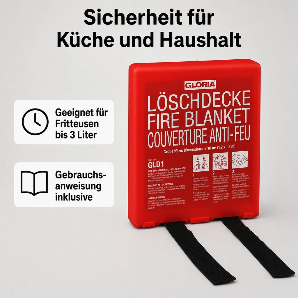 Löschdecke - GLD1, Silikonbeschichtete Glasfaserdecke für Küche & Haushalt