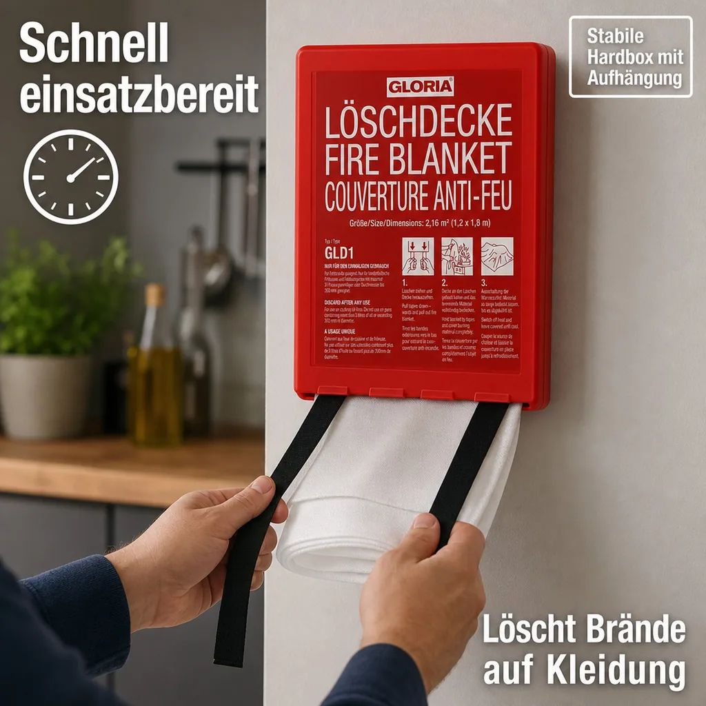 Löschdecke - GLD1, Silikonbeschichtete Glasfaserdecke für Küche & Haushalt