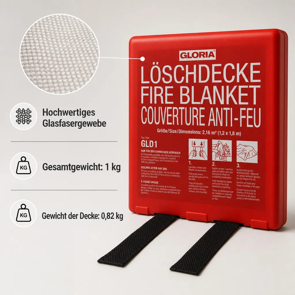 Löschdecke - GLD1, Silikonbeschichtete Glasfaserdecke für Küche & Haushalt