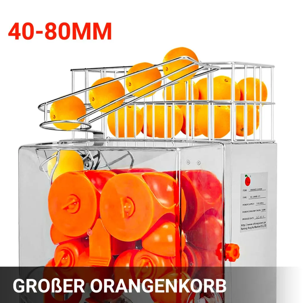 Saftpresse, Zitruspresse, Orangenpresse - Edelstahl, Kommerziell, 49,5 x 32,0 x 78,0 cm