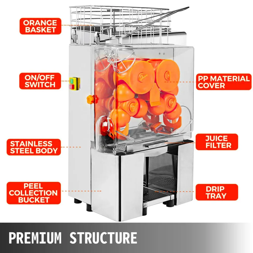 Saftpresse, Zitruspresse, Orangenpresse - Edelstahl, Kommerziell, 49,5 x 32,0 x 78,0 cm