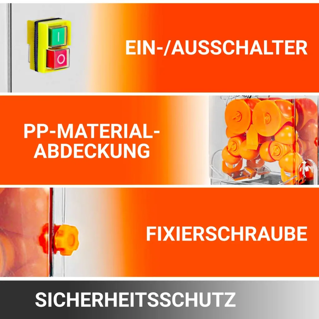 Saftpresse, Zitruspresse, Orangenpresse - Edelstahl, Kommerziell, 49,5 x 32,0 x 78,0 cm