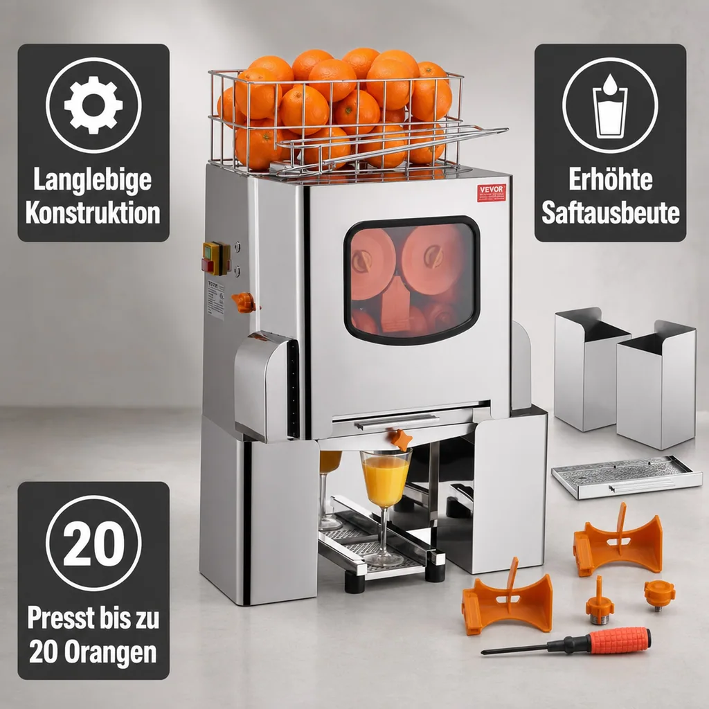 Saftpresse, Zitruspresse, Orangenpresse - Edelstahl, Kommerziell, 49,5 x 32,0 x 78,0 cm