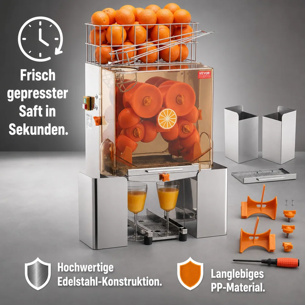 Saftpresse, Zitruspresse, Orangenpresse - Edelstahl, Kommerziell