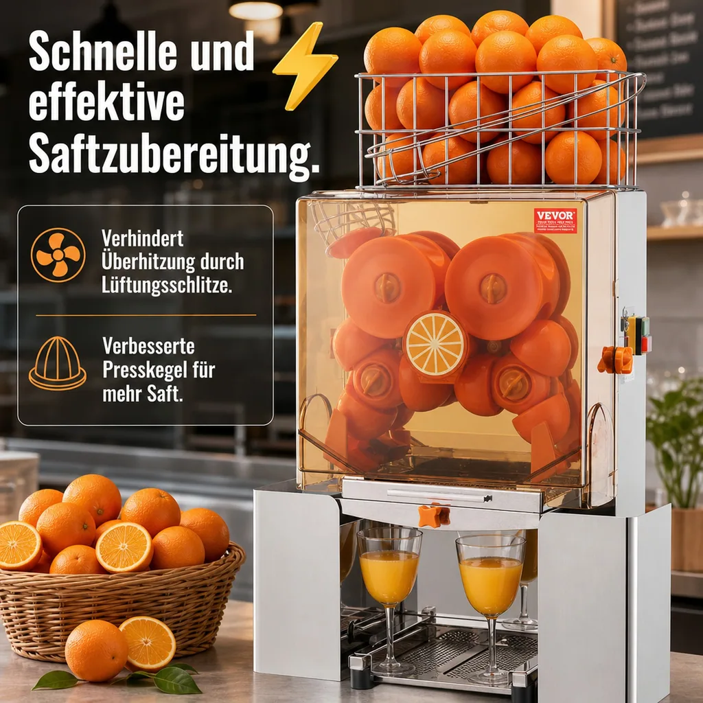 Saftpresse, Zitruspresse, Orangenpresse - Edelstahl, Kommerziell
