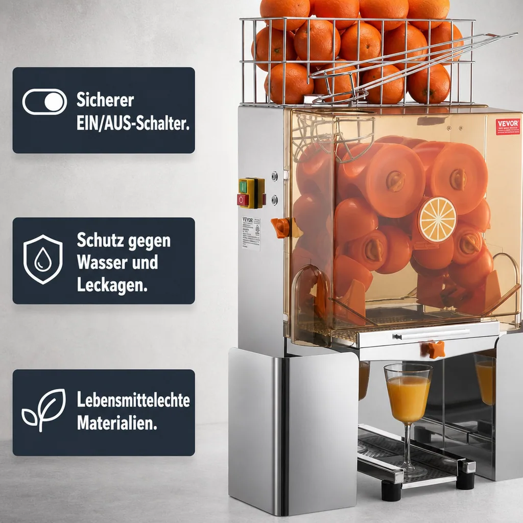 Saftpresse, Zitruspresse, Orangenpresse - Edelstahl, Kommerziell