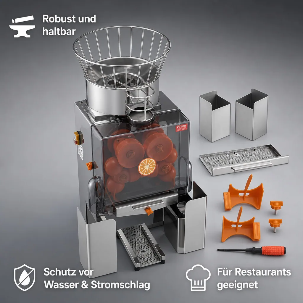 Saftpresse, Zitruspresse, Orangenpresse - Edelstahl, bis 25 Orangen pro Minute