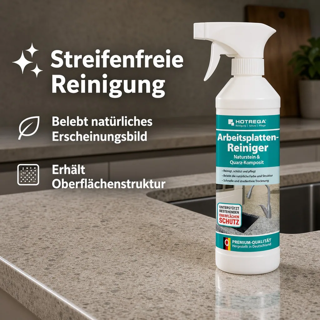 HOTREGA Arbeitsplatten Reiniger 500 ml Naturstein & Quarz-Komposit Sprühflasche