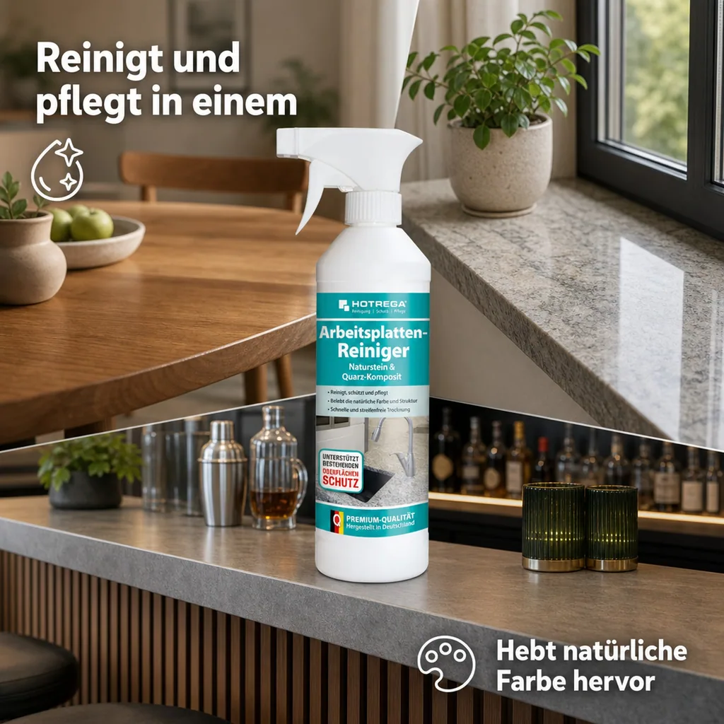 HOTREGA Arbeitsplatten Reiniger 500 ml Naturstein & Quarz-Komposit Sprühflasche