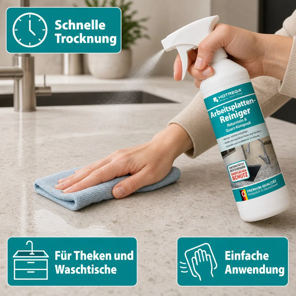 HOTREGA Arbeitsplatten Reiniger 500 ml Naturstein & Quarz-Komposit Sprühflasche