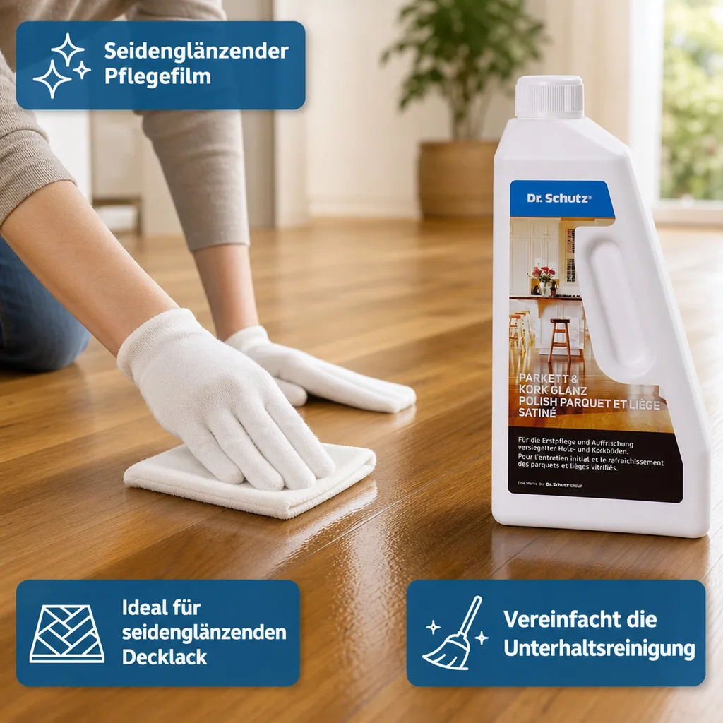 DR. SCHUTZ Parkett & Kork Glanz 750ml reicht für ca. 30m²