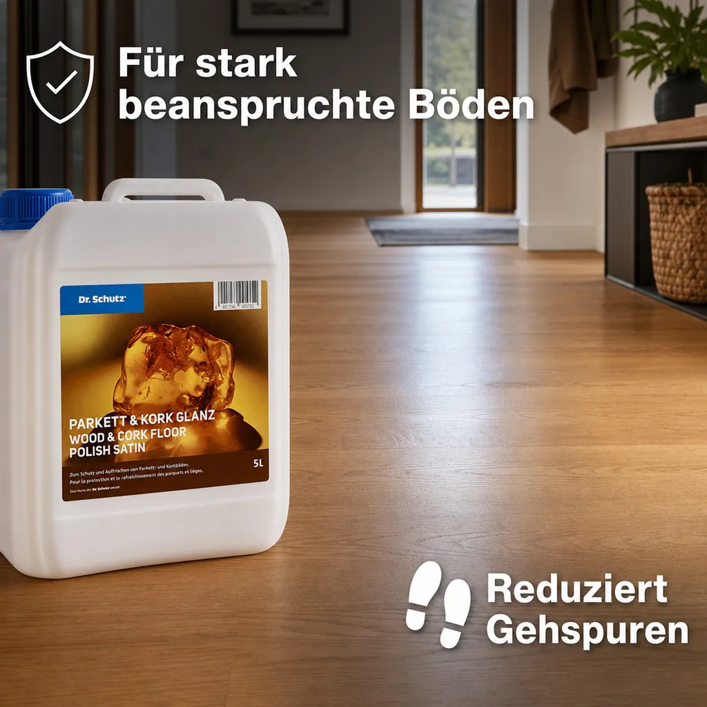 DR. SCHUTZ Parkett & Kork Glanz 5 Liter reicht für ca. 200m²