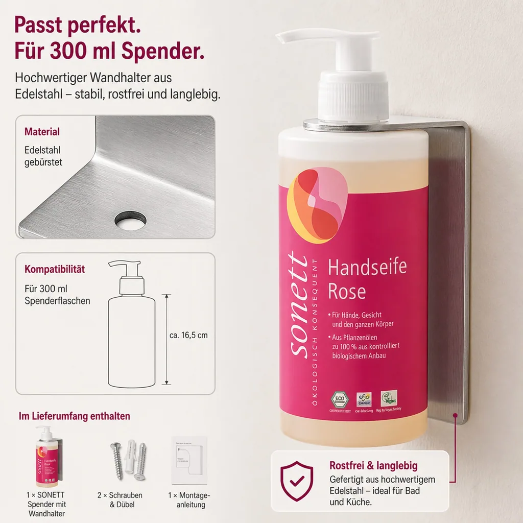 SONETT Wandhalter aus Edelstahl für 300 ml Spender