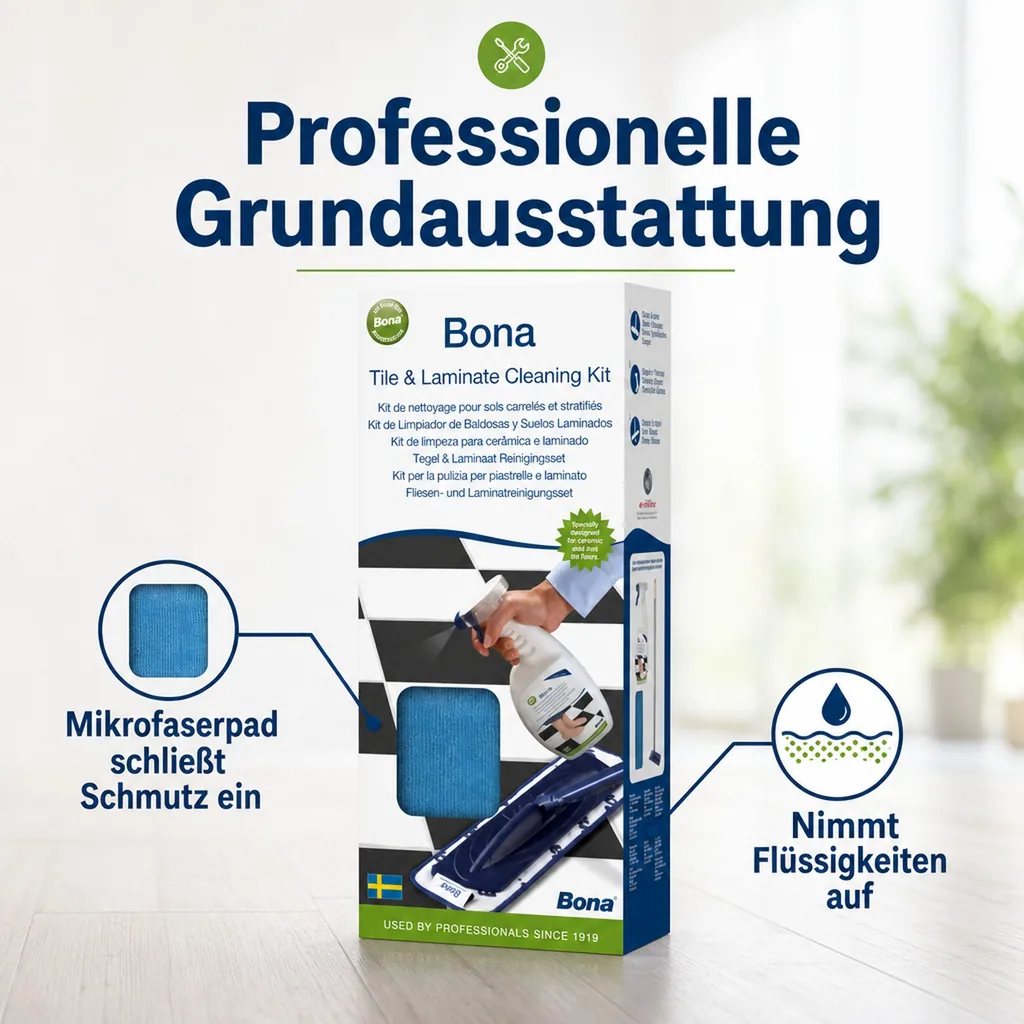 BONA Reinigungsset Fliesen + Laminat 4 teilig