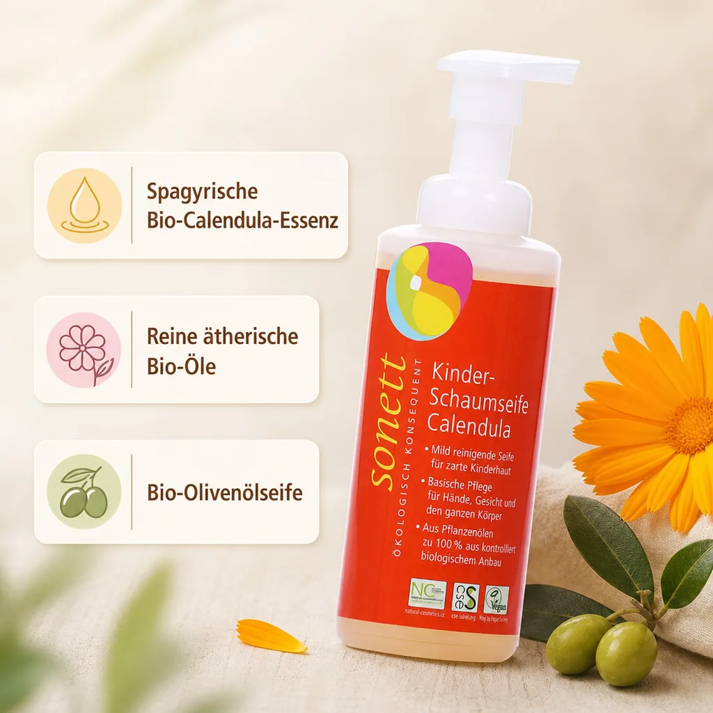 SONETT Kinder Schaumseife Calendula 200 ml Schaumspenderflasche