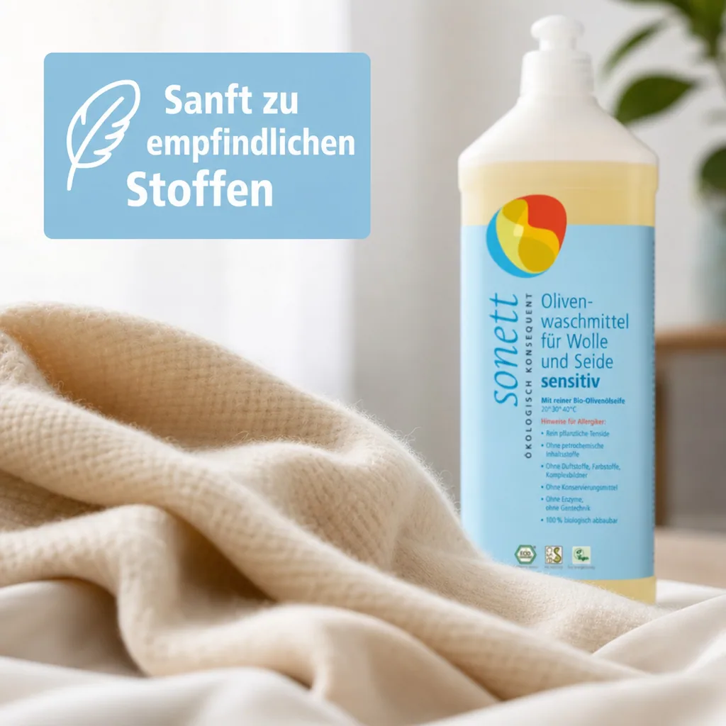 SONETT Waschmittel flüssig Olive 1 Liter SENSITIV für Wolle & Seide