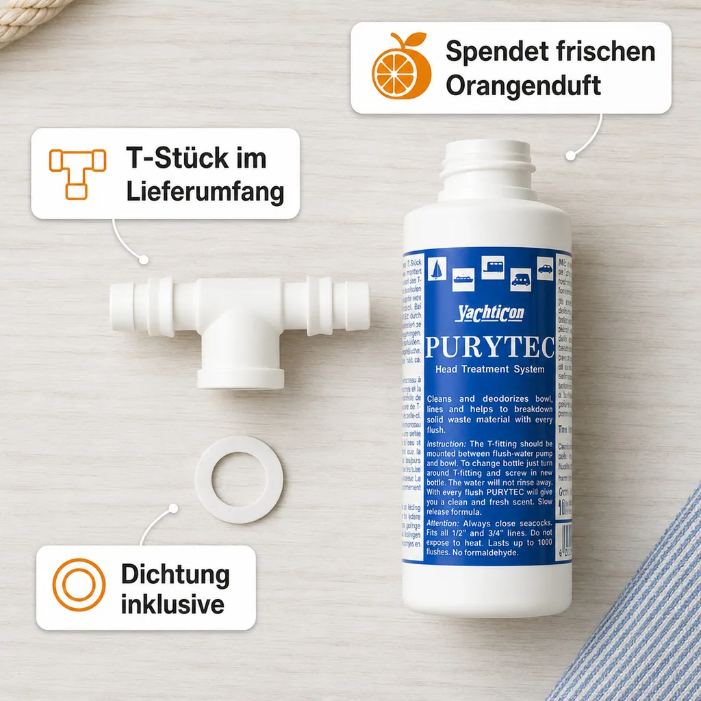YACHTICON Purytec SET T-Stück + 100 ml Flasche