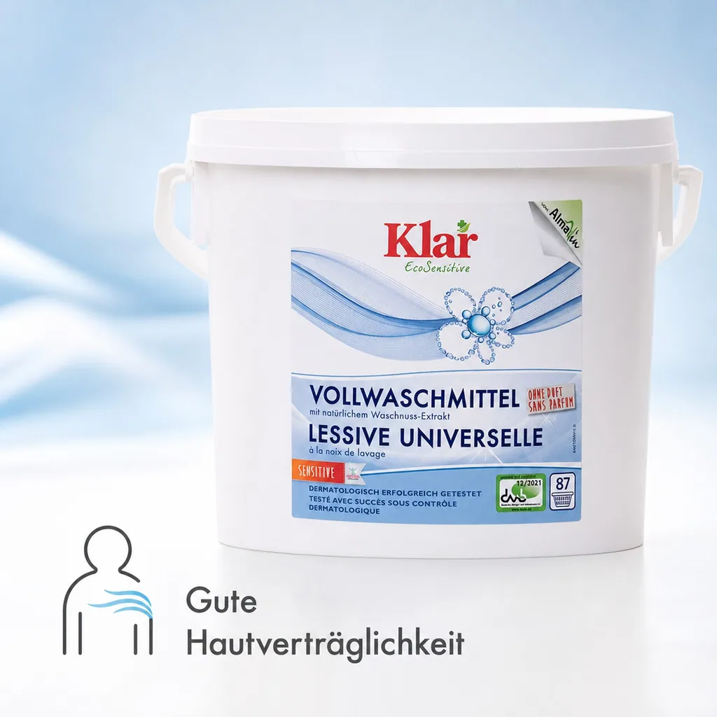 KLAR Vollwaschmittel Pulver 4,4kg mit natürlichem Waschnuss-Extrakt