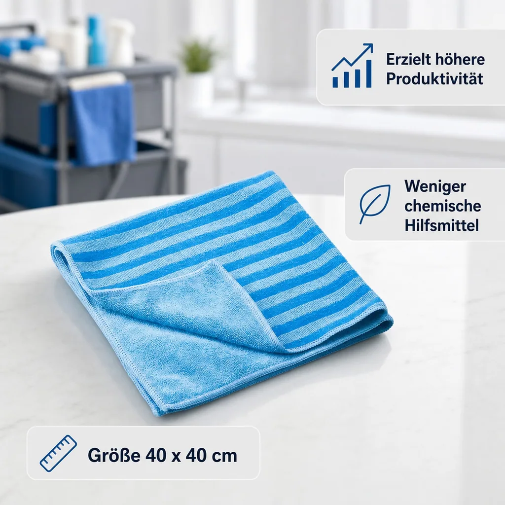 MEGA Clean Borstentuch 40 x 40cm blau 10 Stück Packung