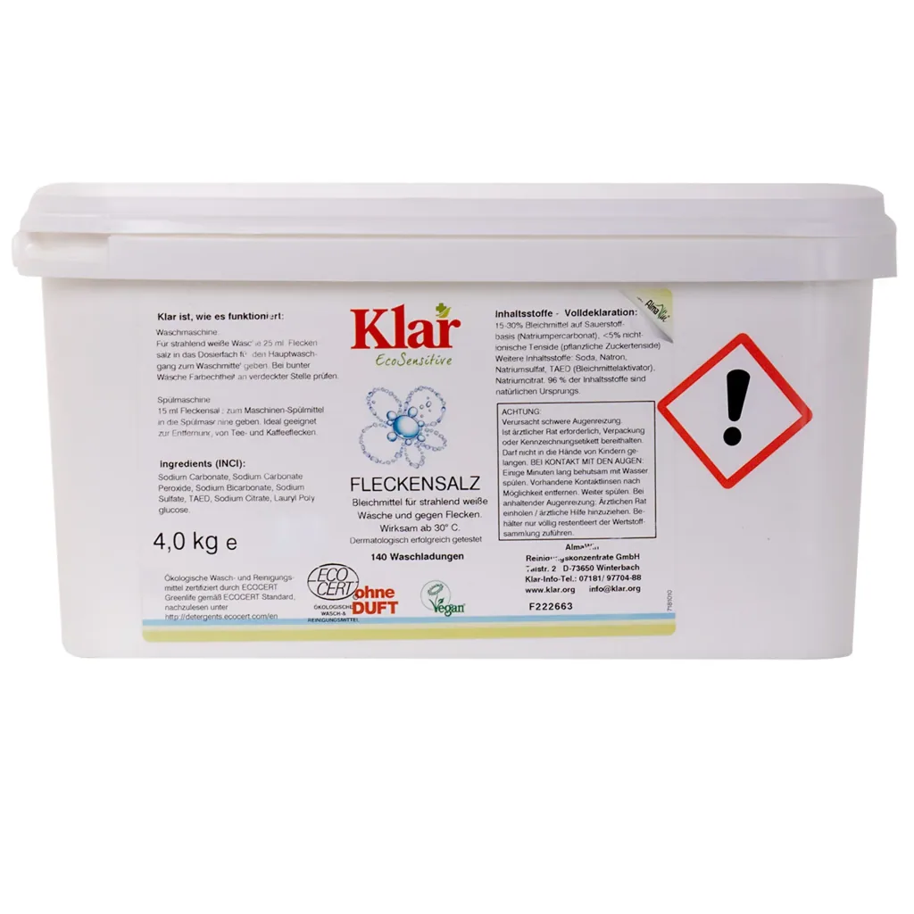 KLAR Fleckensalz & Bleichmittel in verschiedenen Größengebinden