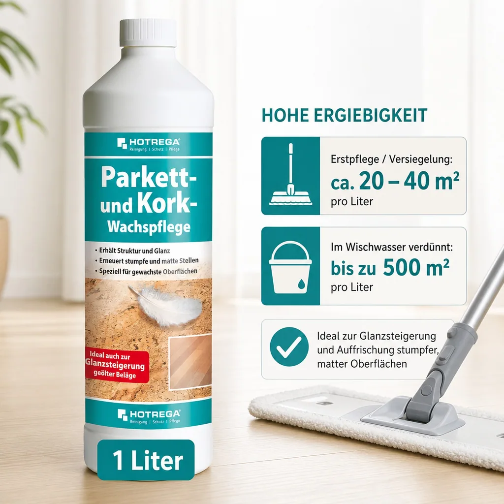 HOTREGA Parkett- und Kork Wachspflege 1 Liter Konzentrat