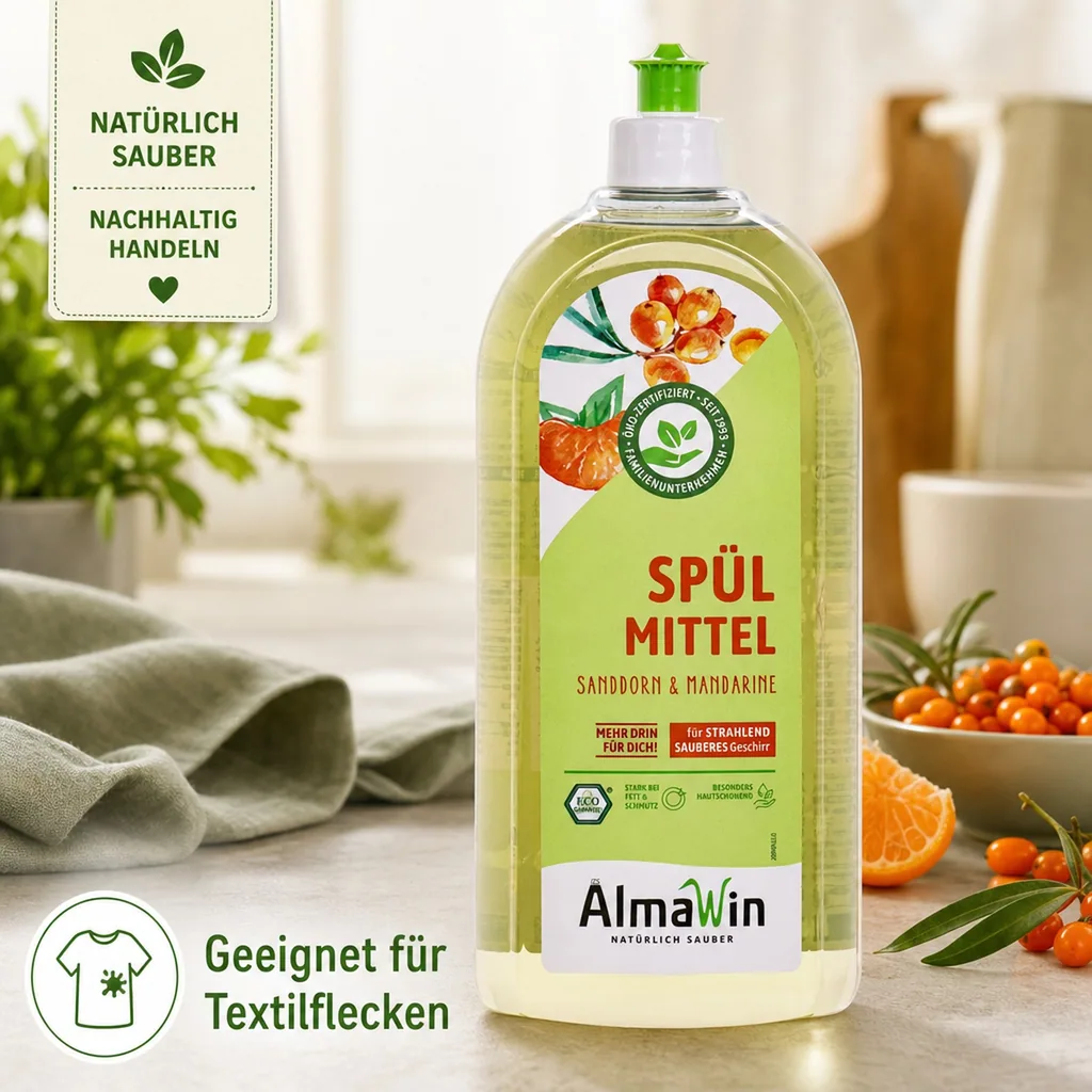 ALMAWIN Spülmittel Sanddorn Mandarine 1 Liter