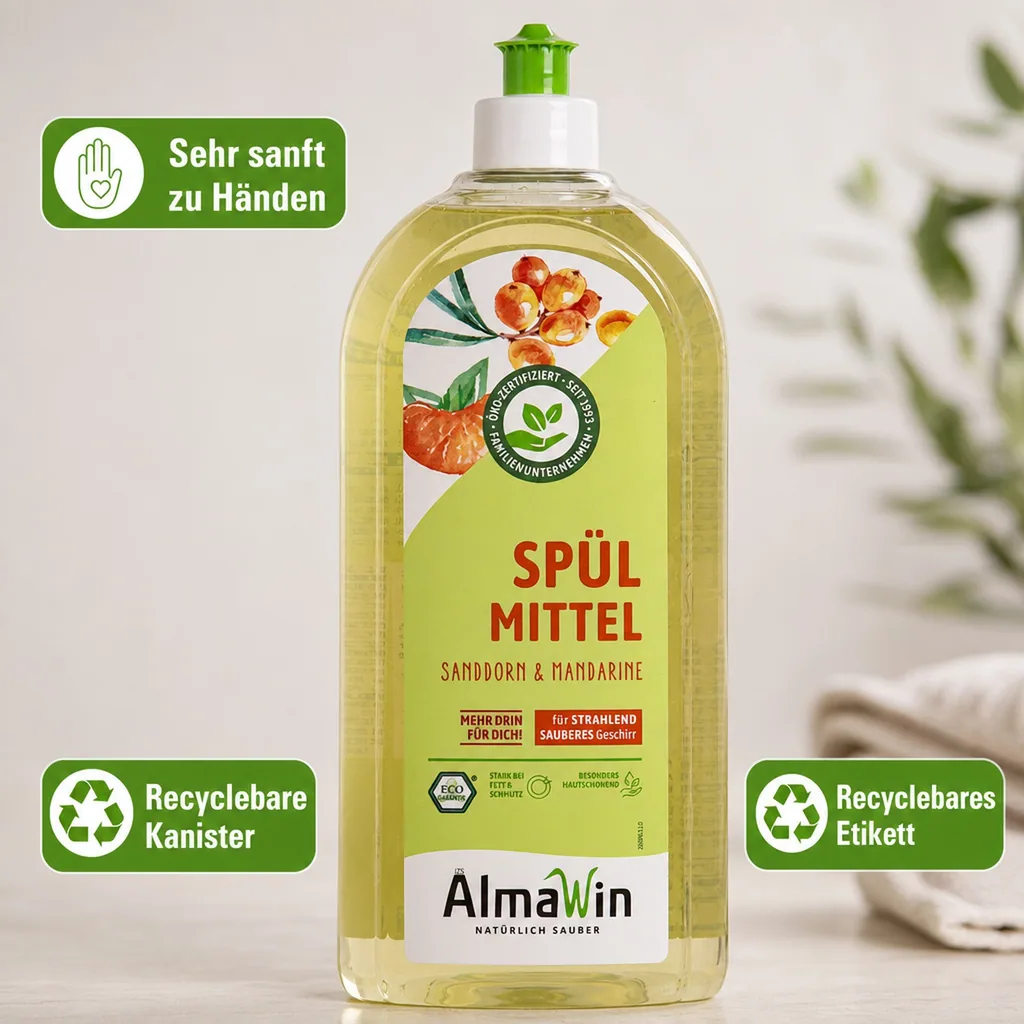 ALMAWIN Spülmittel Sanddorn Mandarine 1 Liter