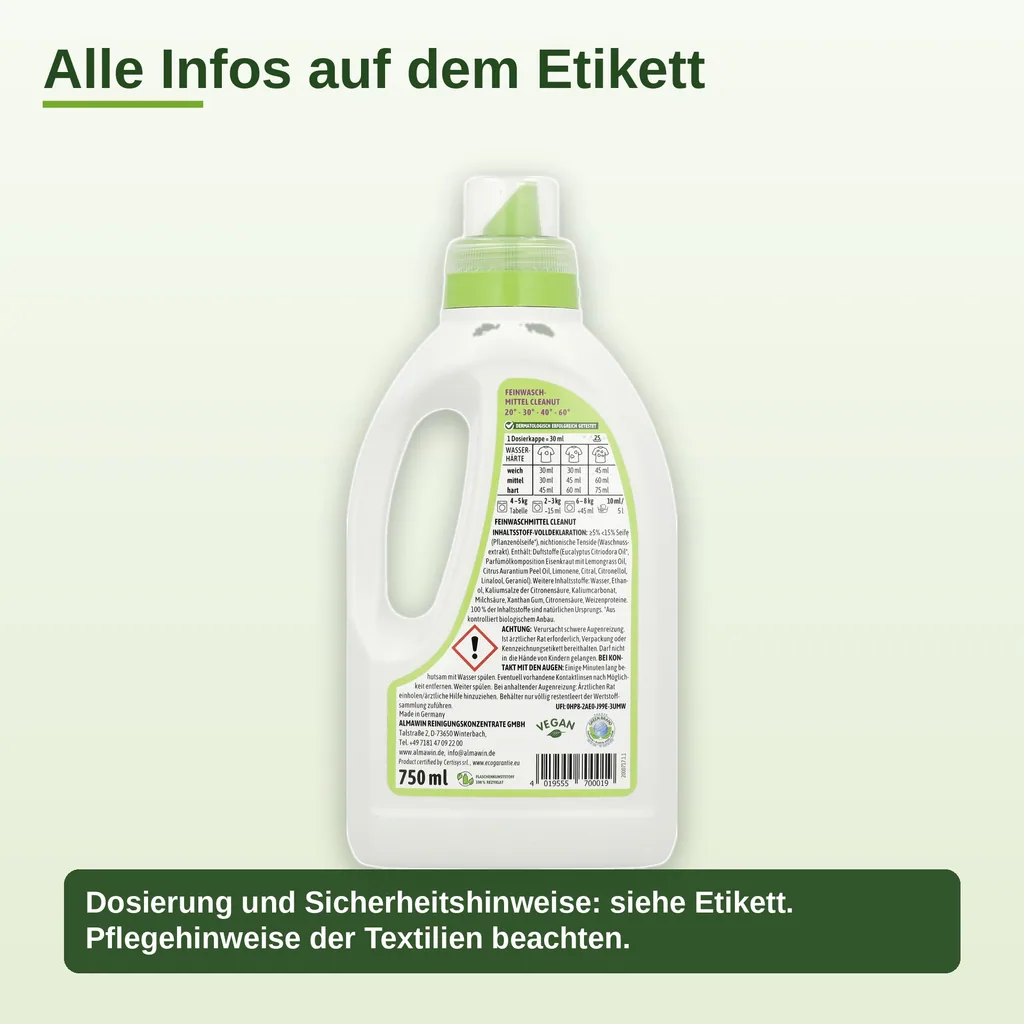 ALMAWIN Cleanut 750 ml Waschmittel für Feines und Buntes