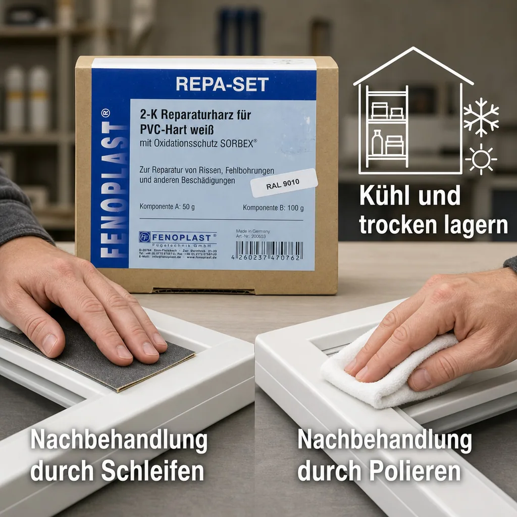 FENOPLAST Reparatur SET RAL 9010 für Kunststofffenster reinweiß 2K Reparaturharz