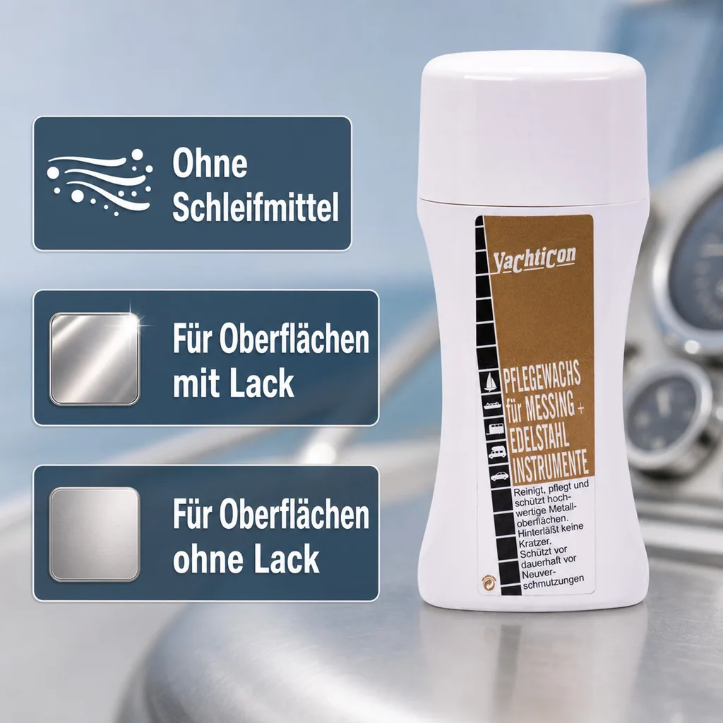 YACHTICON Pflegewachs für Messing + Edelstahl Instrumente 250 ml