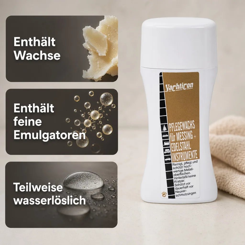 YACHTICON Pflegewachs für Messing + Edelstahl Instrumente 250 ml