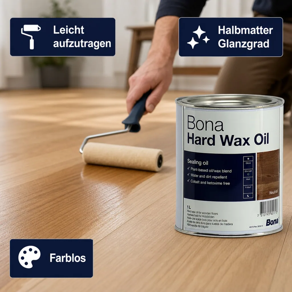 BONA Hardwax Oil halbmatt 1 Liter silkmatt für Holzböden im Innenbereich