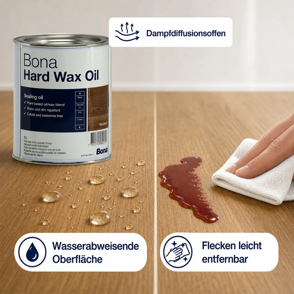 BONA Hardwax Oil halbmatt 1 Liter silkmatt für Holzböden im Innenbereich