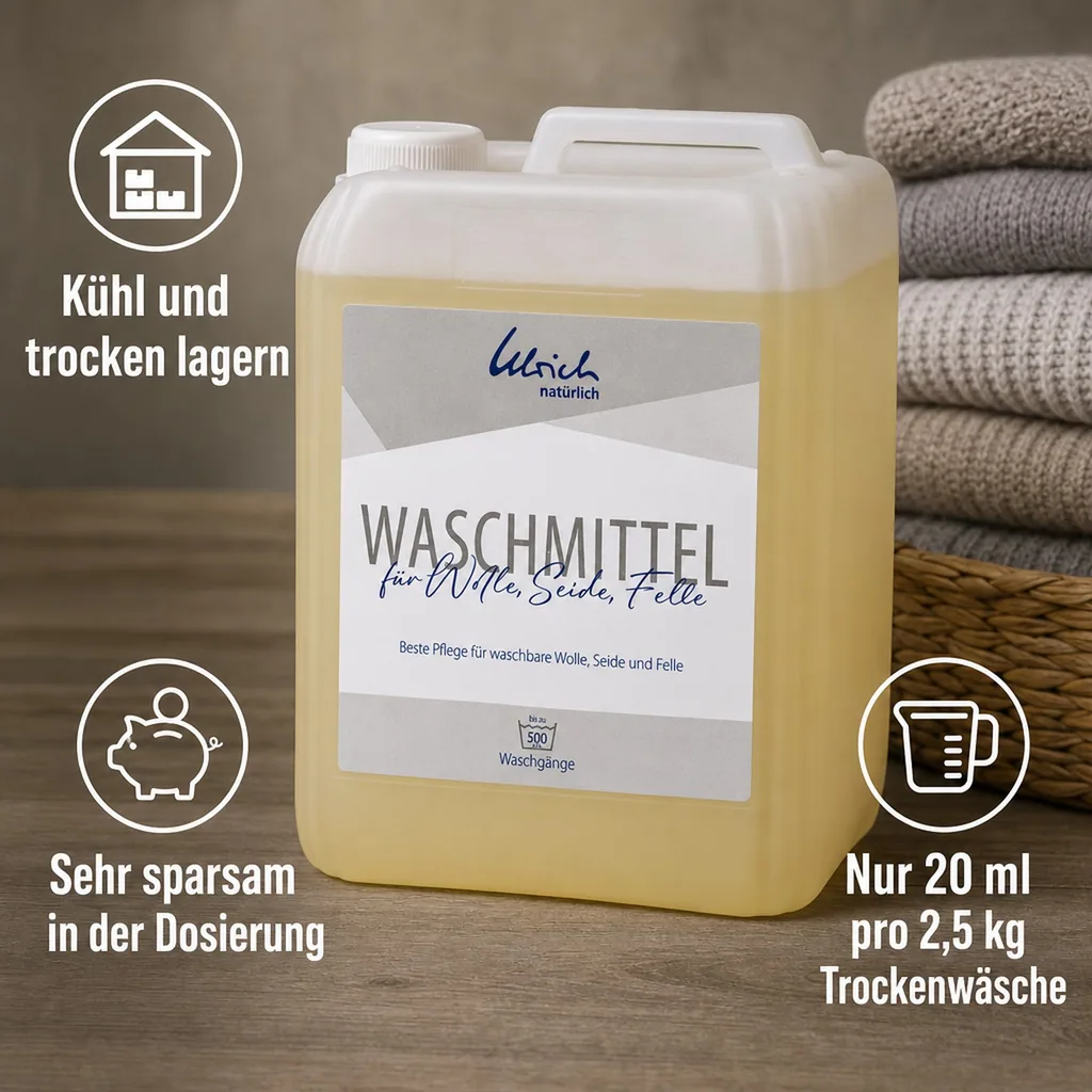 ULRICH natürlich Waschmittel für Wolle, Seide und Felle 5 Liter flüssig mit Lanolin