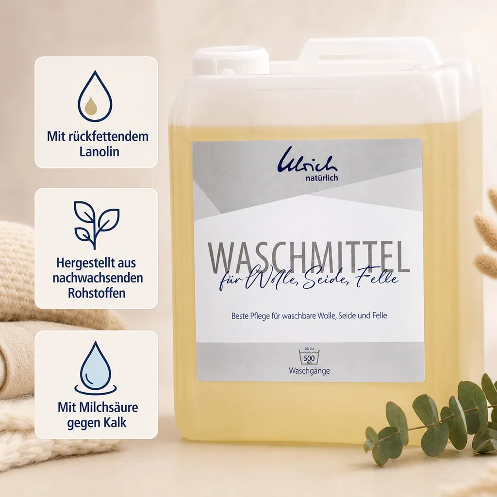 ULRICH natürlich Waschmittel für Wolle, Seide und Felle 5 Liter flüssig mit Lanolin