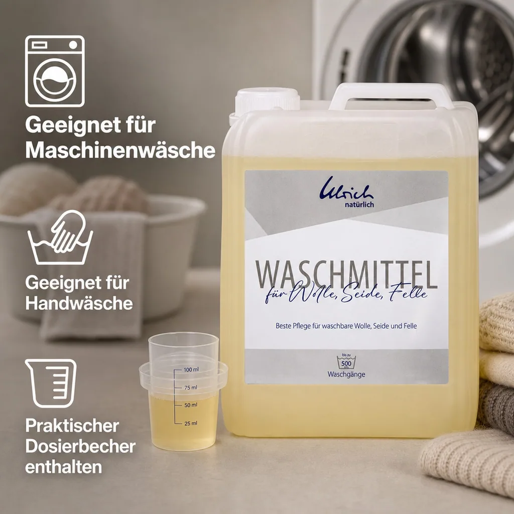 ULRICH natürlich Waschmittel für Wolle, Seide und Felle 5 Liter flüssig mit Lanolin