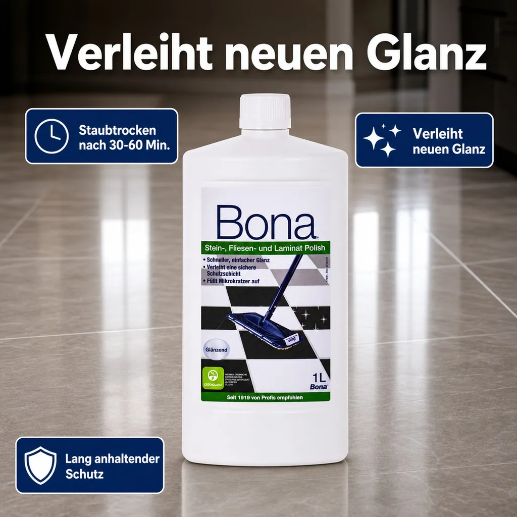 BONA Polish 1 Liter für Fliesen, Stein und Laminat glänzend gloss