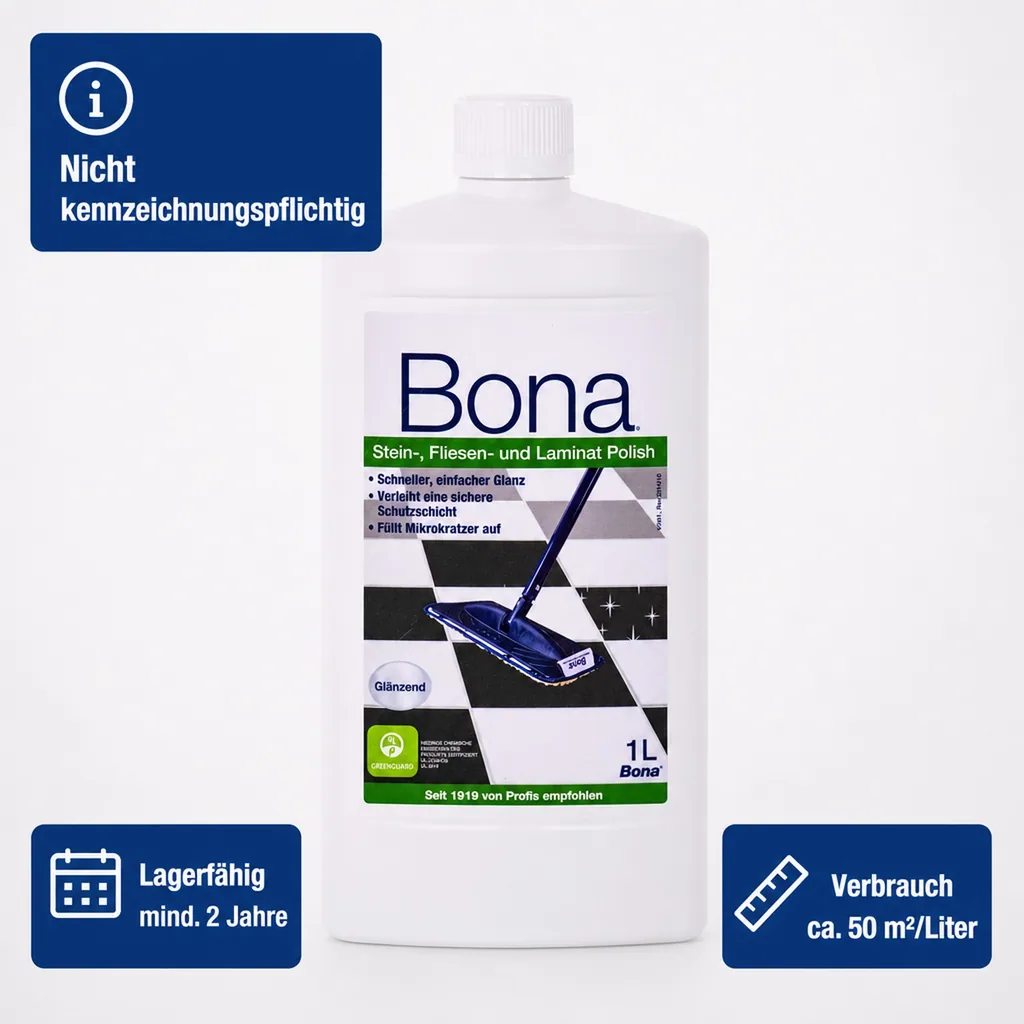 BONA Polish 1 Liter für Fliesen, Stein und Laminat glänzend gloss