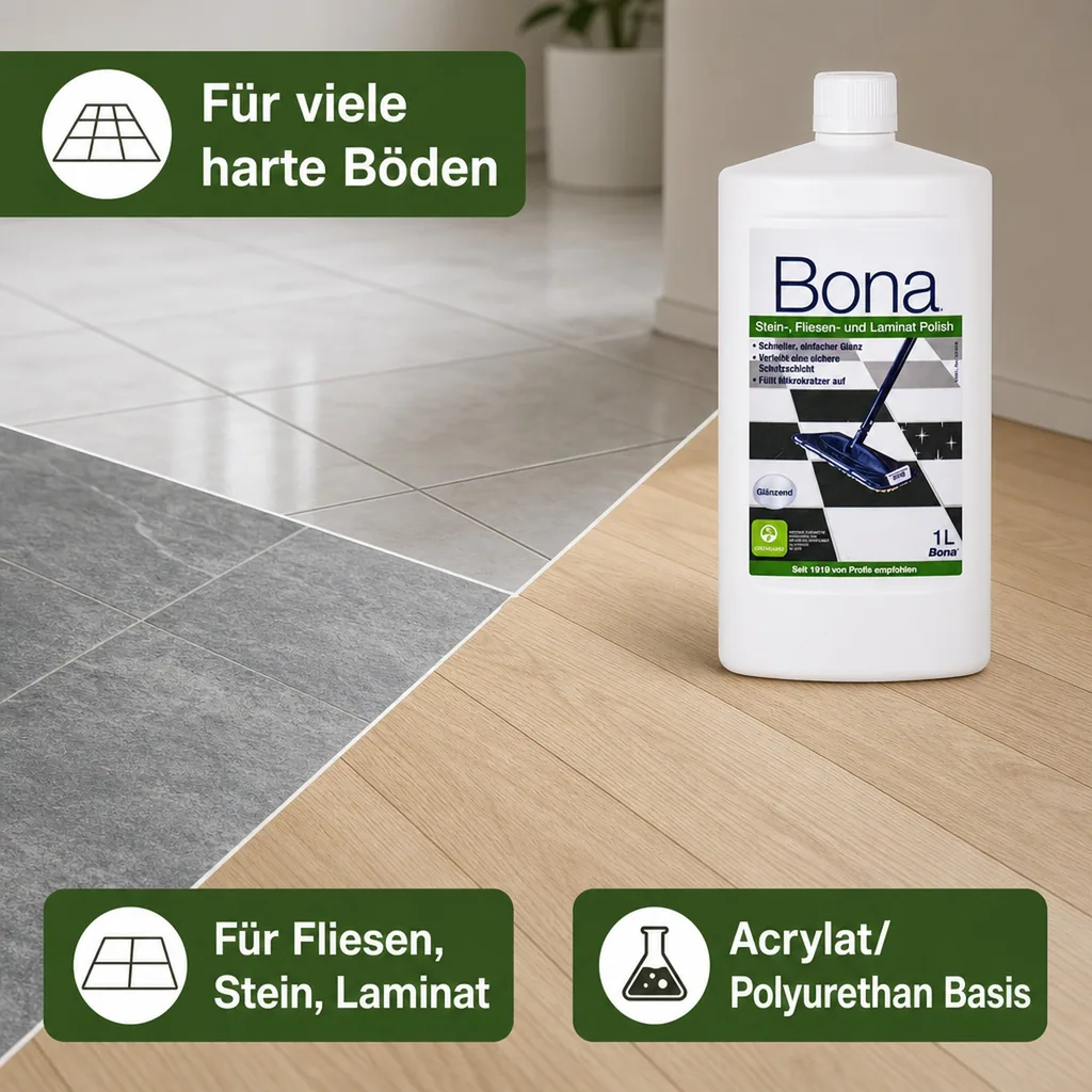 BONA Polish 1 Liter für Fliesen, Stein und Laminat glänzend gloss