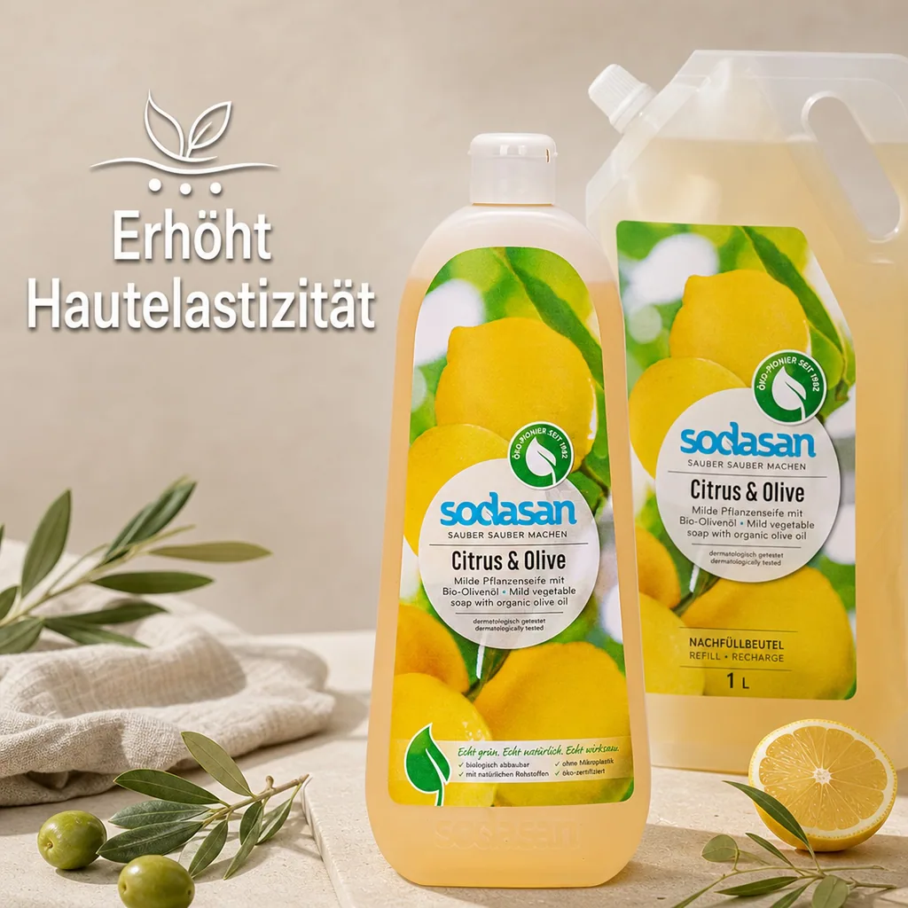 SODASAN Flüssigseife Liquid Citrus-Olive 1 Liter Pflanzenseife