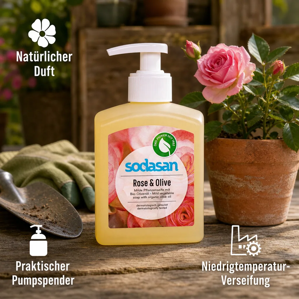 SODASAN Flüssigseife Liquid Rose-Olive 300 ml Pflanzenseife