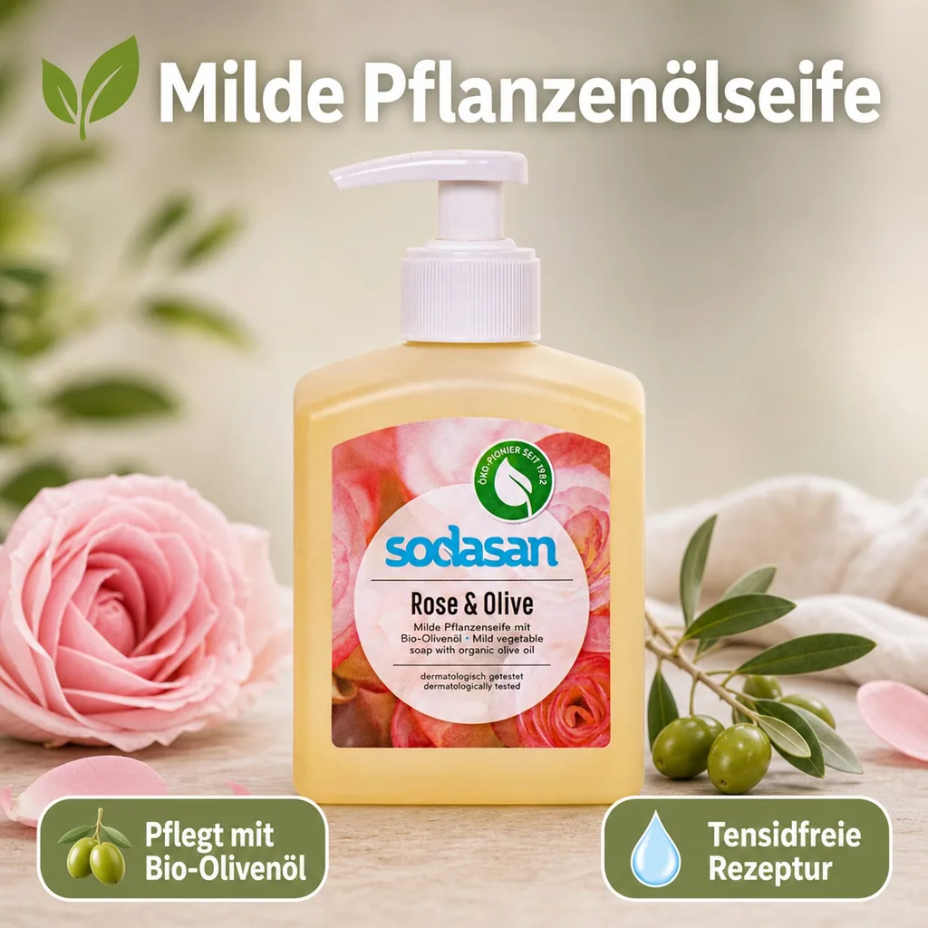 SODASAN Flüssigseife Liquid Rose-Olive 300 ml Pflanzenseife